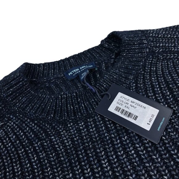 Peter Millar Crown Crewneck Sweater Mens XXL SLIM Wool Blend Heather Navy NWT - Picture 5 of 9